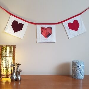 Handmade Patchwork Heart Wall Banner | Textile Home Decor